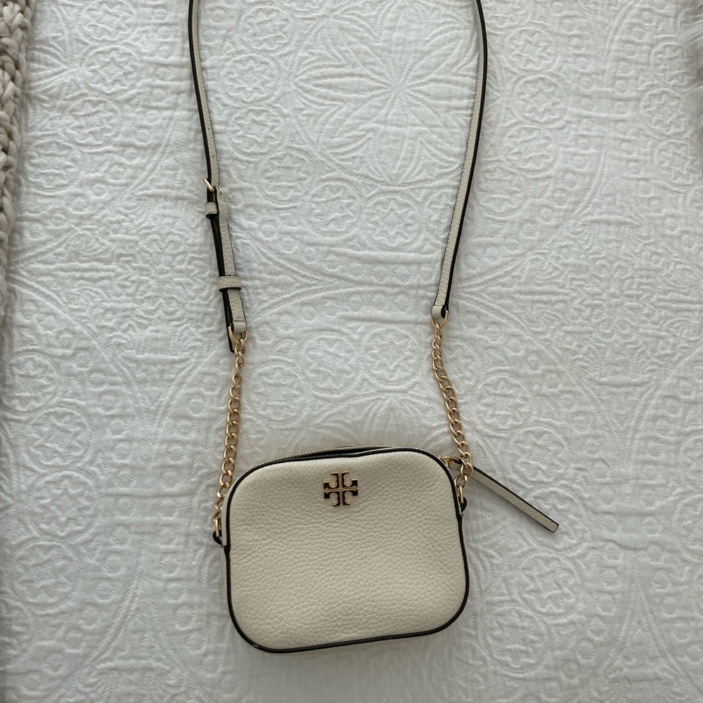 Tan & Gold Tory Burch Crossbody Bag